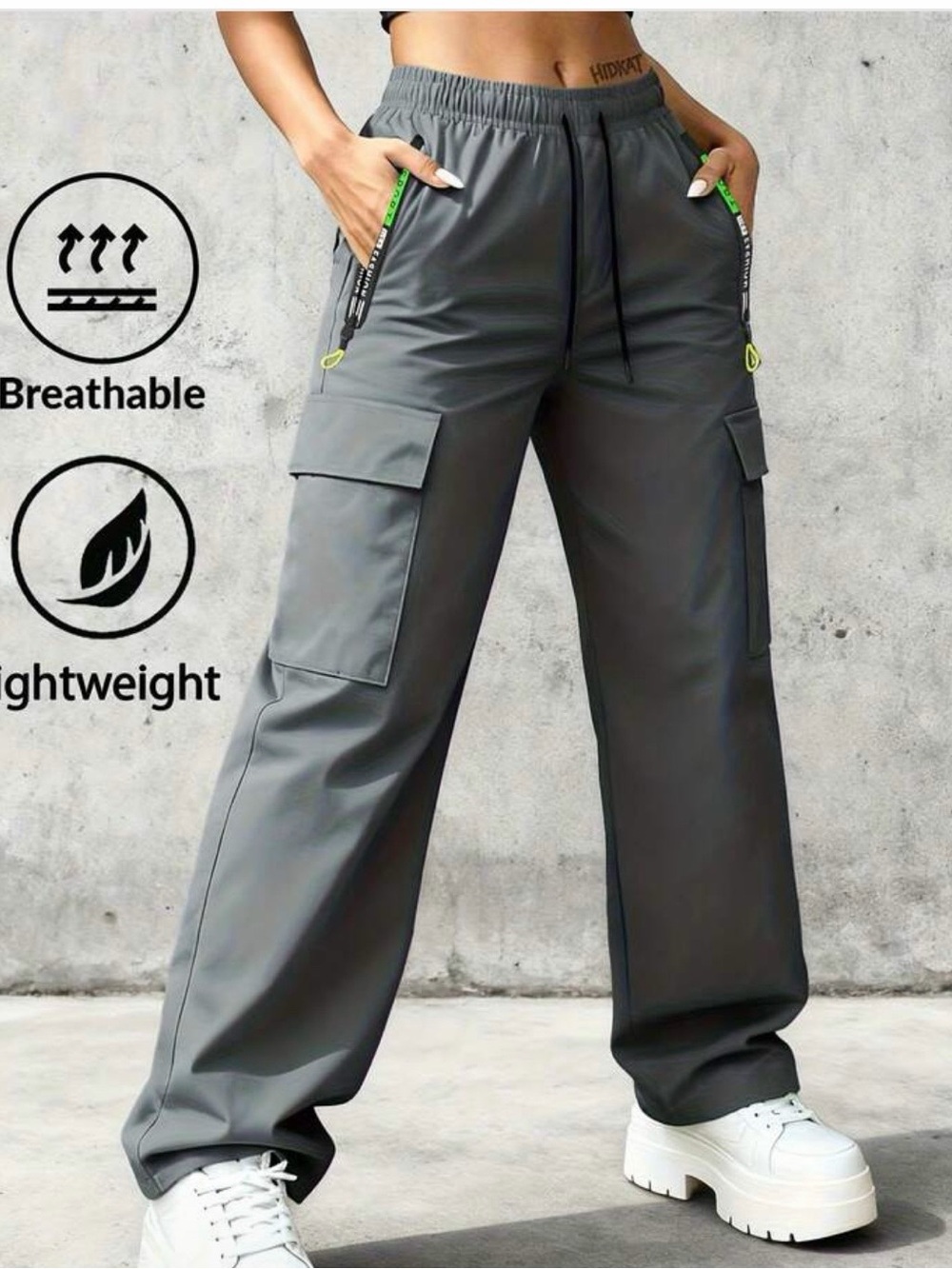 Casual Wide-Leg Cargo Pants - Gray